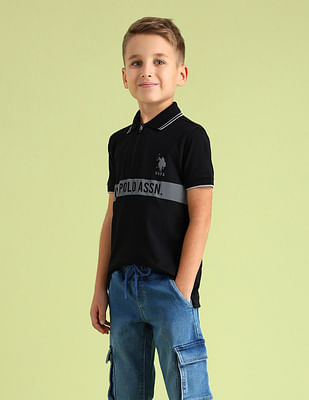 U S Polo Assn Kids Boys Brand Printed Cotton Polo Shirt