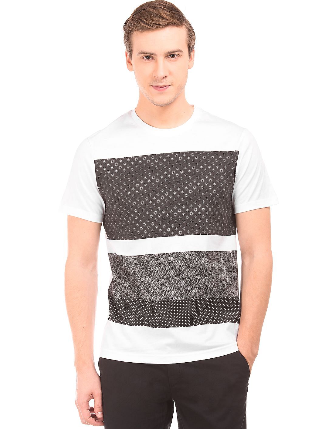 Buy Arvind Men Printed Front Super Slim Fit T-Shirt - NNNOW.com