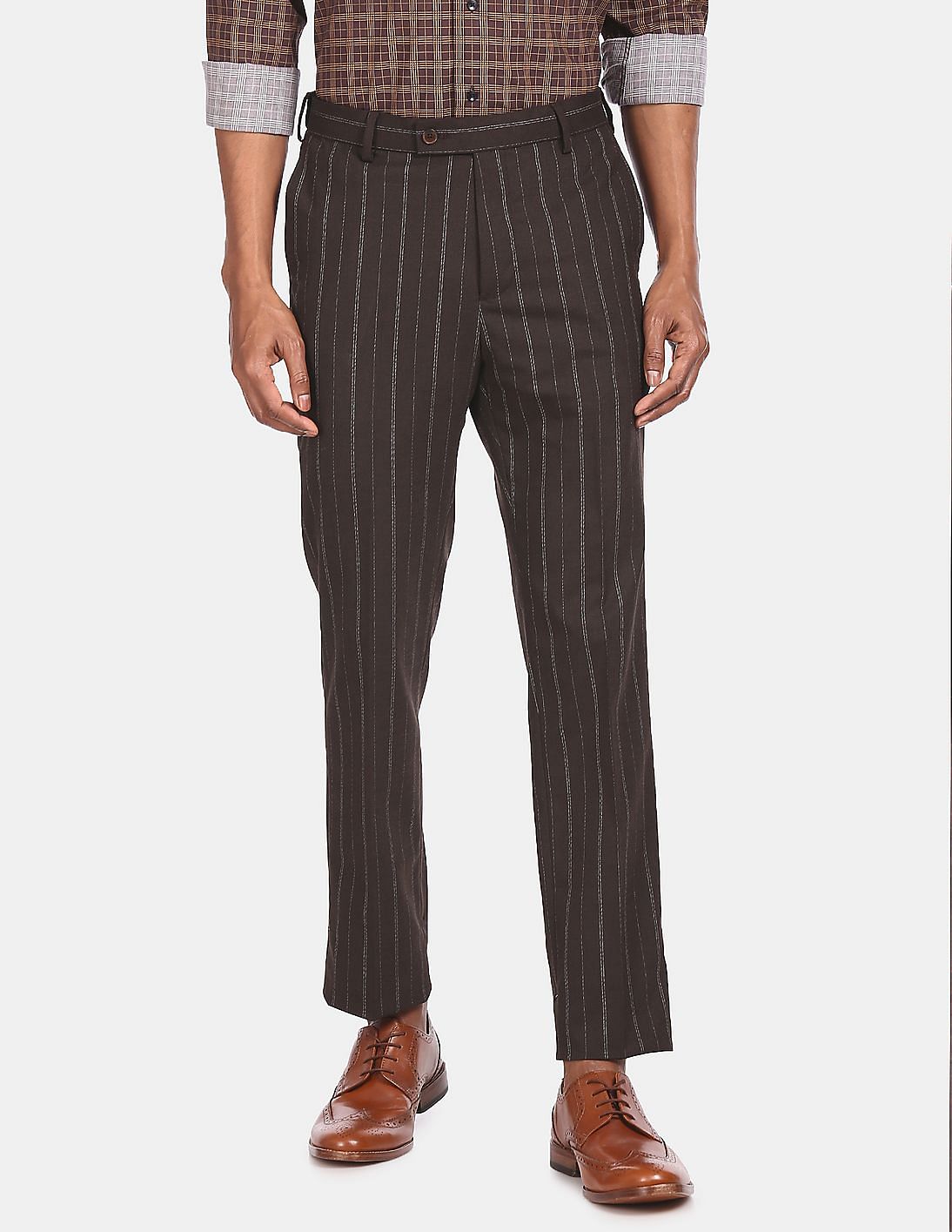 Brown Vertical Striped Pants for Men  Lookastic