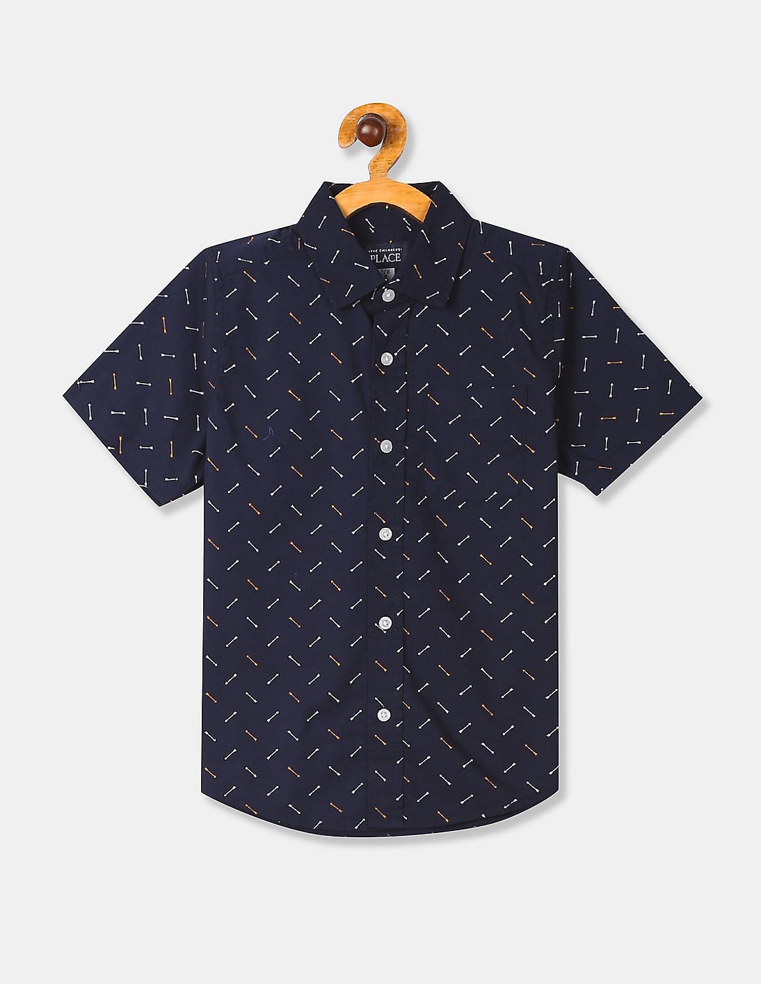 Buy The Childrens Place Boys Boys Blue Short Sleeve Arrow Print Button