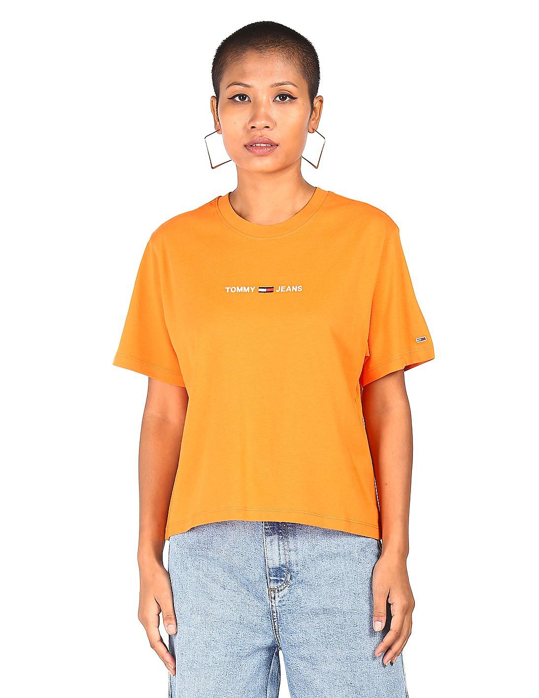 INVICTA 売れ筋商品|||インビクタ Tシャツ トップス レディース T-shirts Orange Buy Tommy Hilfiger Women Orange Crew Neck Logo T-Shirt