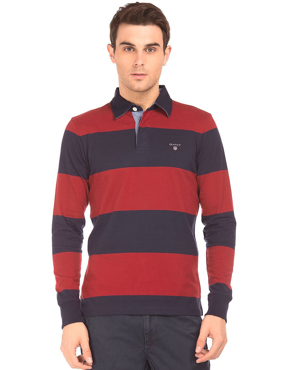 Buy Gant Men Long Sleeve Striped Polo Shirt - NNNOW.com