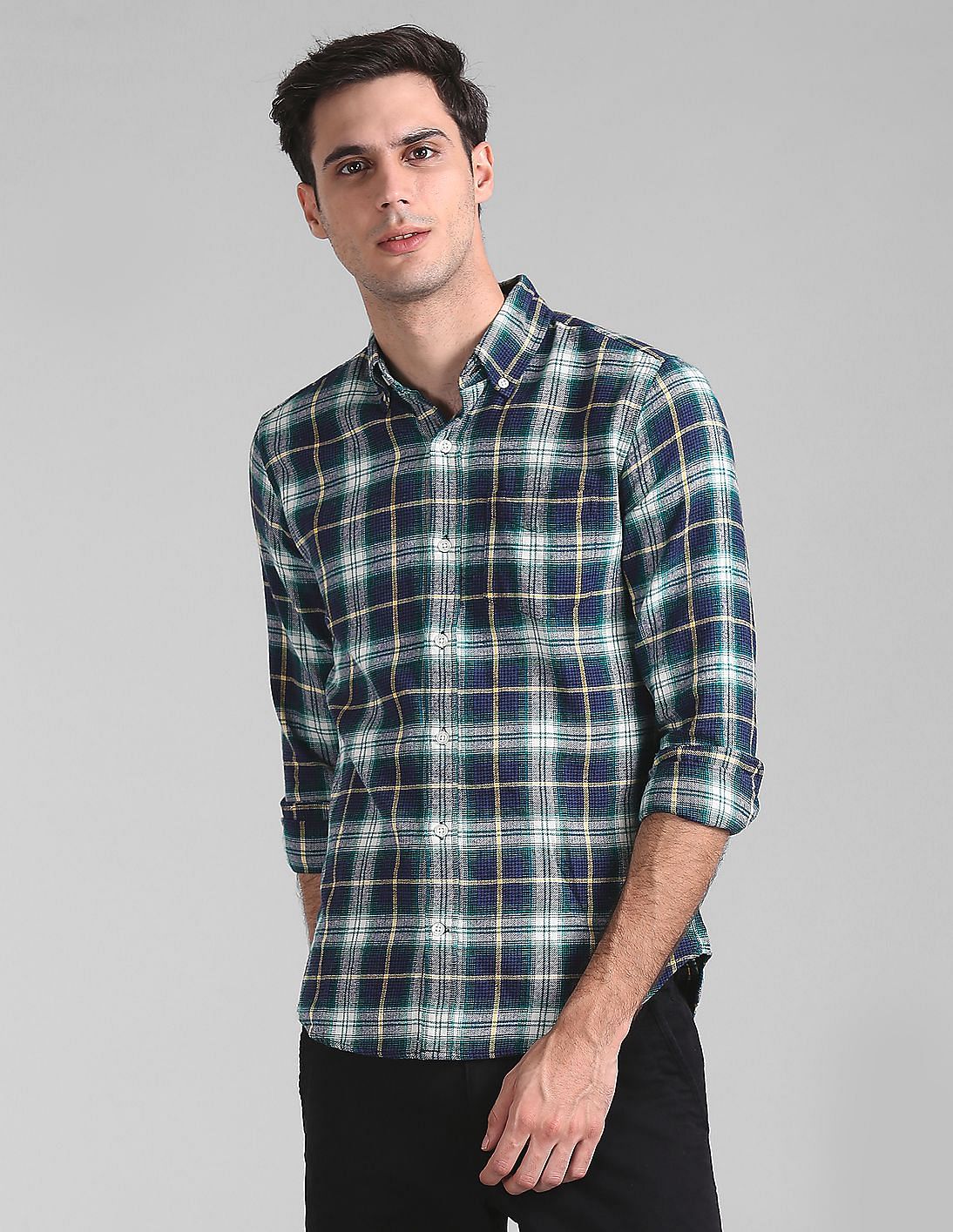 Buy GAP Men Green Standard Fit Flannel Pocket Shirt - NNNOW.com