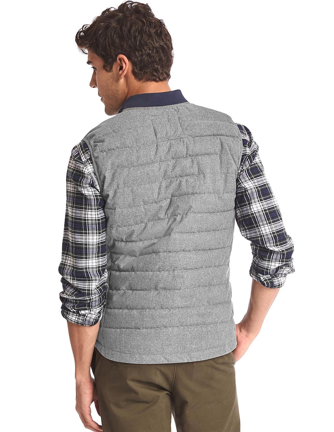 Buy GAP Men Men Grey Ribbed Neck Padded Gilet Jacket - NNNOW.com