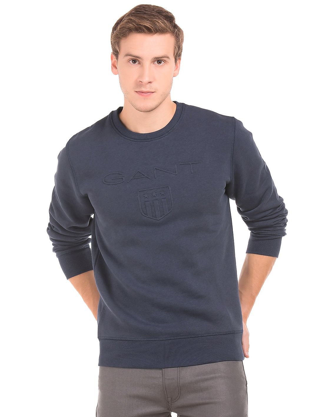 Buy Gant Men Brand Embossed Regular Fit Sweatshirt - NNNOW.com