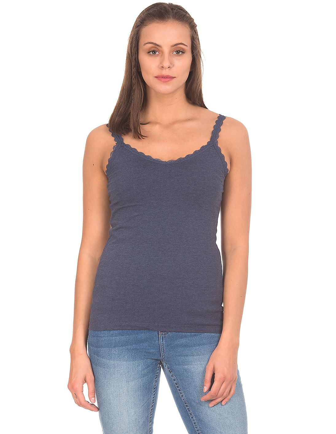 Buy Unlimited Women Lace Trim Cotton Stretch Camisole - NNNOW.com