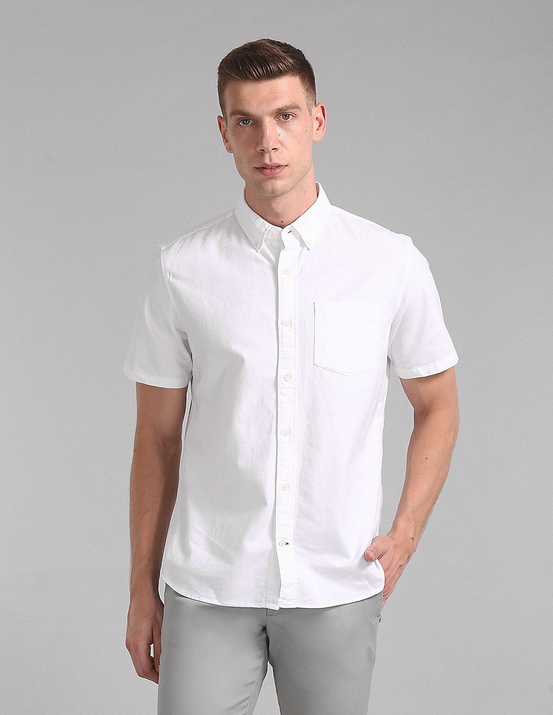 White short sleeve stretch shirt Clearance
