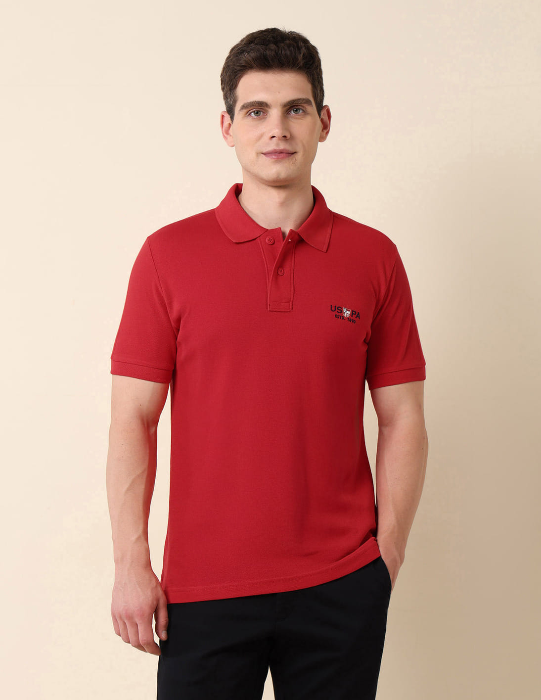 Buy U.S. Polo Assn. Red Solid Pique Polo Shirt - NNNOW.com