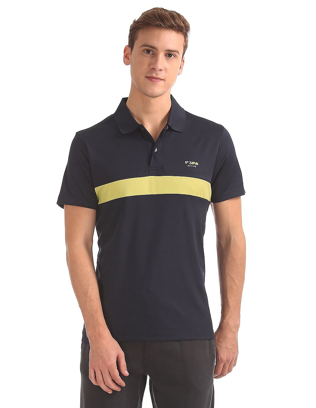 Buy USPA Active Men Striped Active Polo Shirt - NNNOW.com