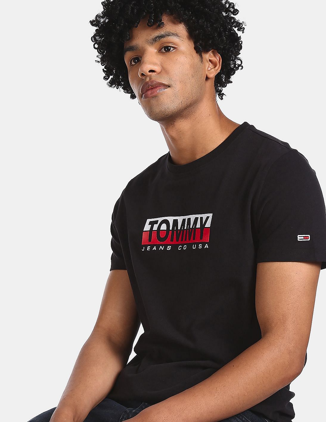 Buy Tommy Hilfiger Men Black Crew Neck Brand Print T-Shirt - NNNOW.com
