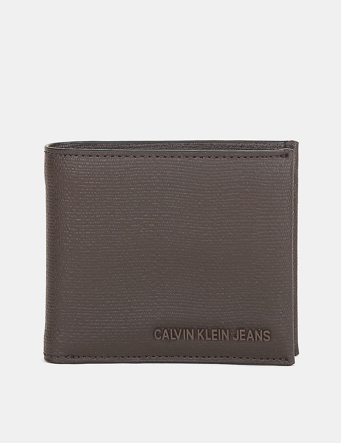 Buy Calvin Klein Men Dark Brown Solid Bi-Fold Coin Pocket Wallet ...