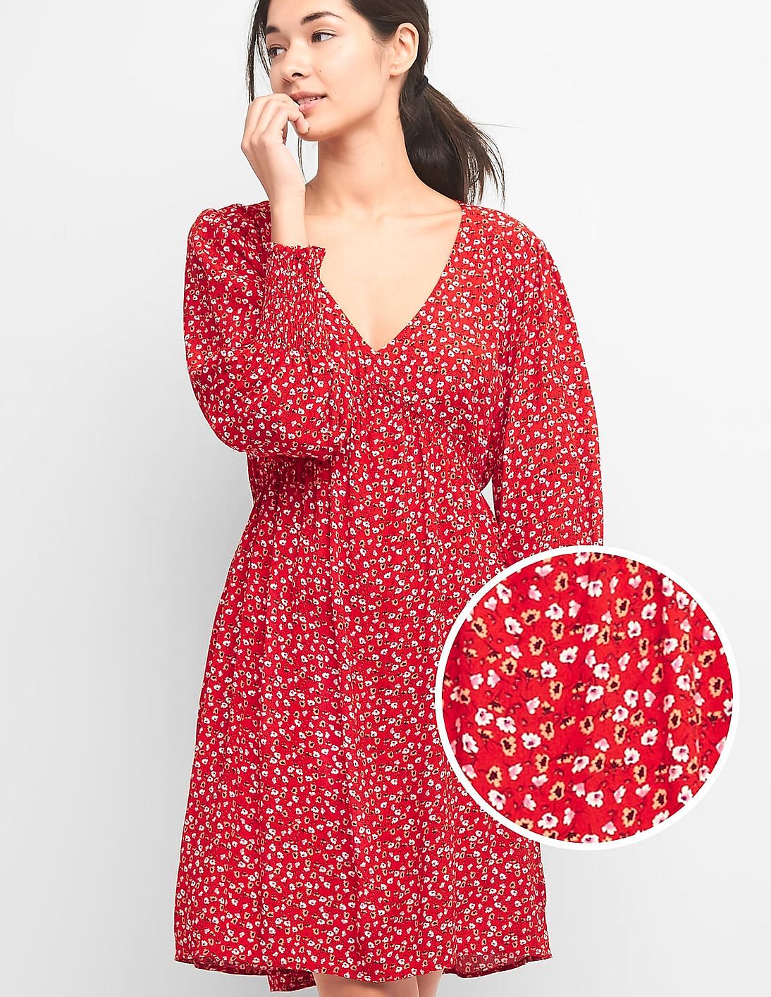 Buy GAP Women Women Red Print V Neck Swing Dress NNNOW