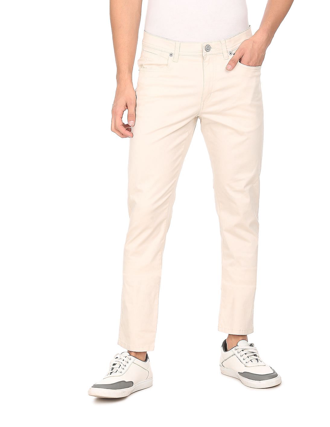 Buy Flying Machine Mid Rise Solid Trousers - NNNOW.com
