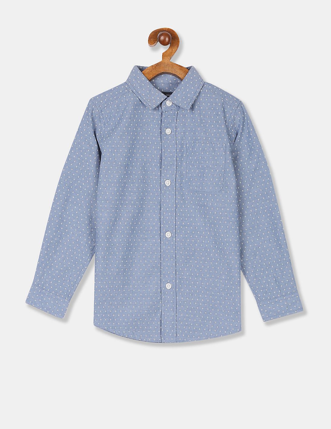 Buy The Children's Place Boys Blue Printed Chambray Shirt - NNNOW.com