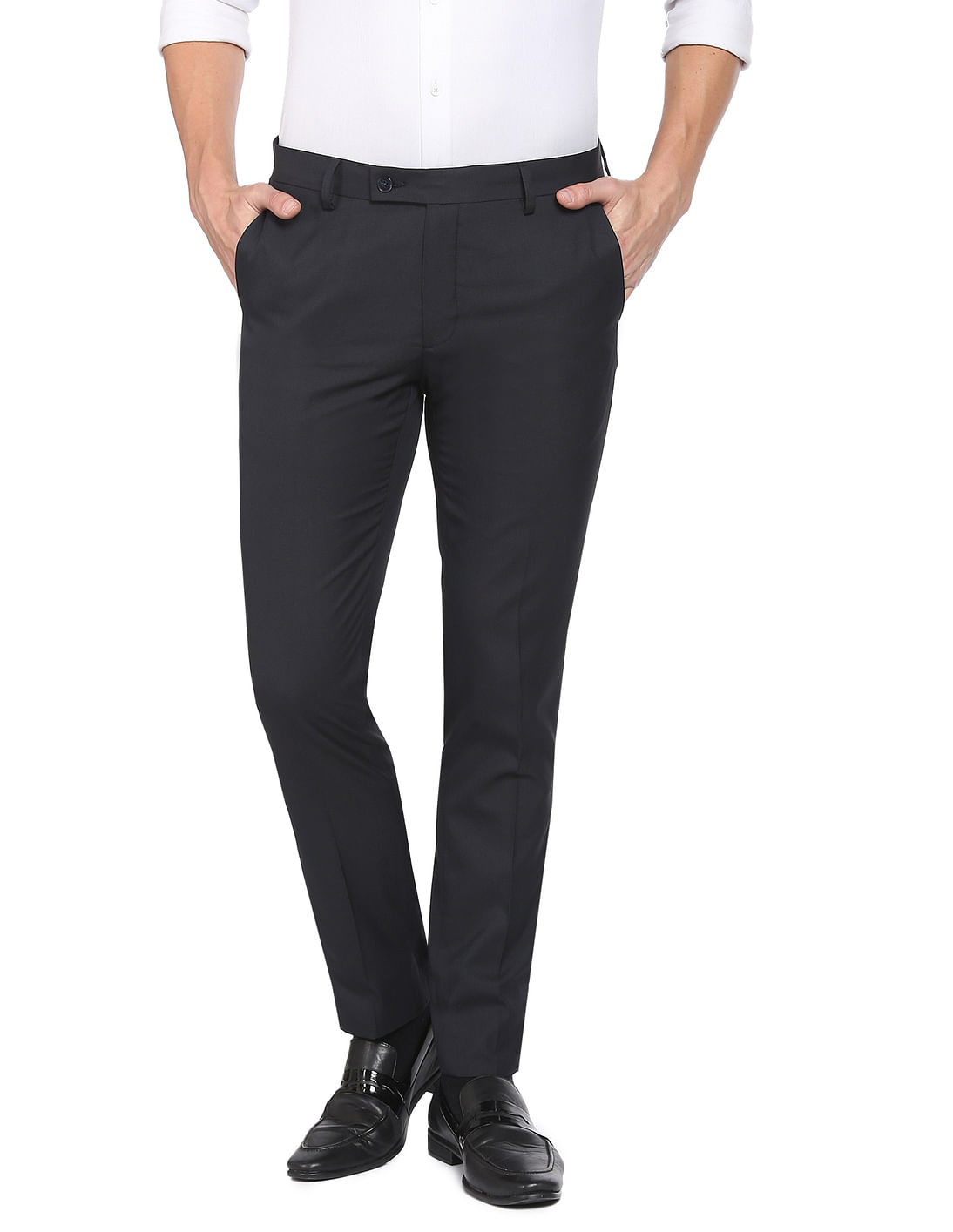 Buy Arrow Hudson Tailored Fit Dobby Solid Trousers - NNNOW.com