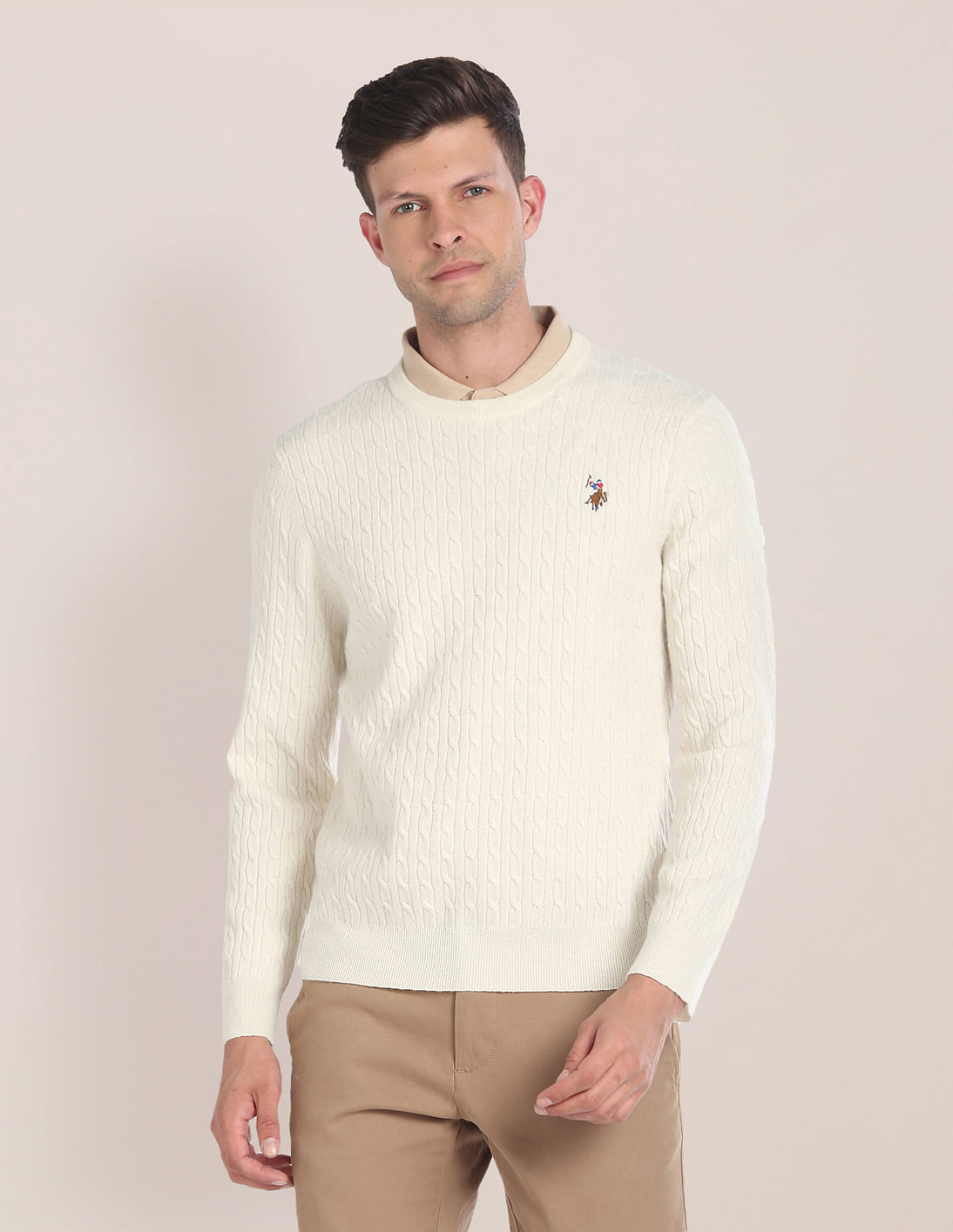 Buy U.S. Polo Assn. Crew Neck Cable Knit Sweater - NNNOW.com