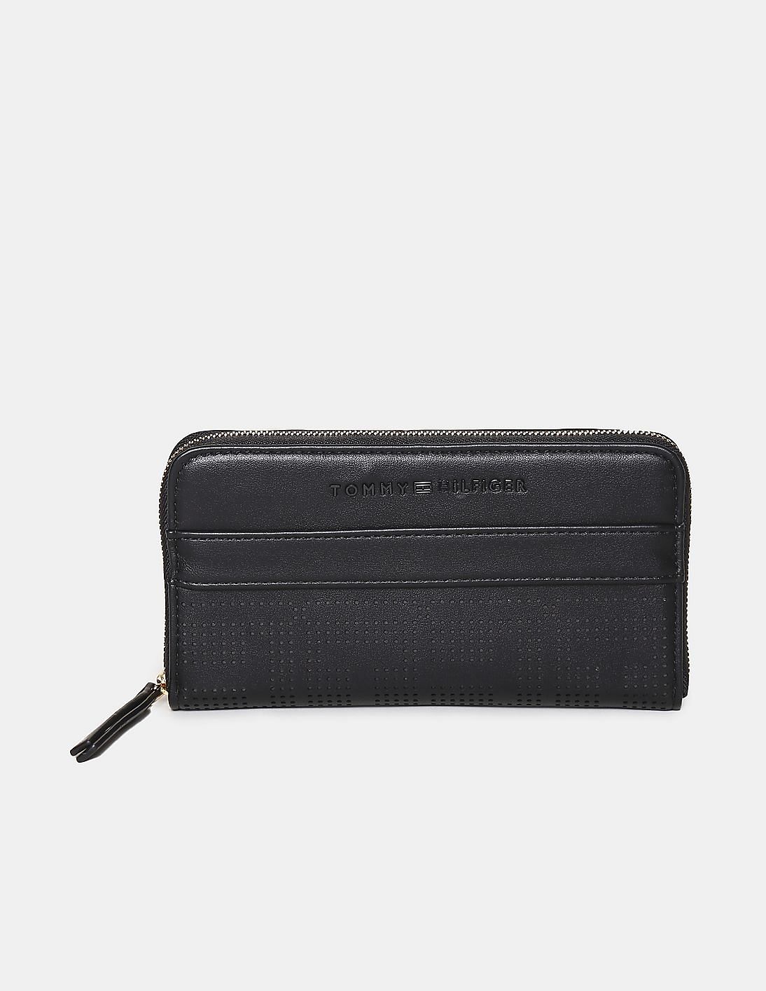 Buy Tommy Hilfiger Women Black Perforated Carrie Zip Wallet - NNNOW.com