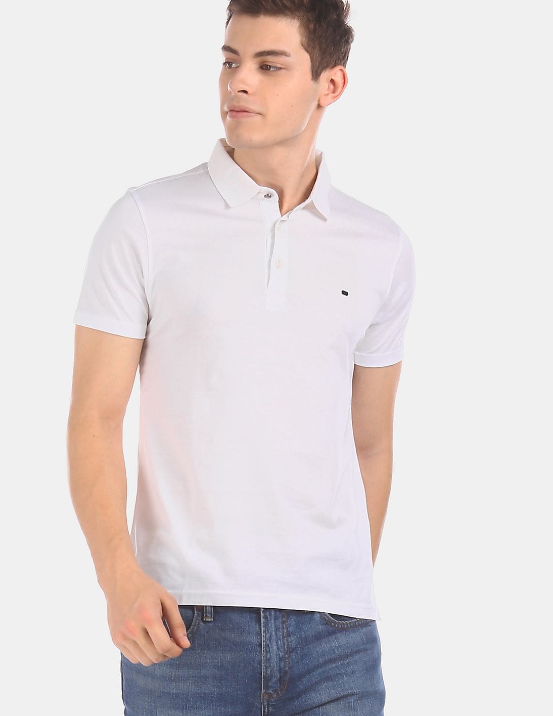 mens slim fit white polo shirt