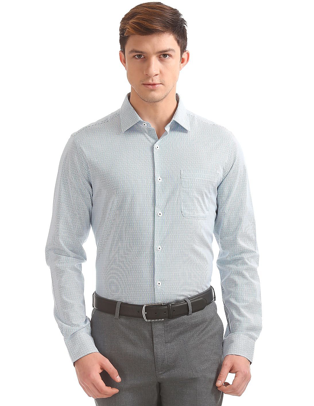 Buy Excalibur French Placket Striped Shirt - NNNOW.com