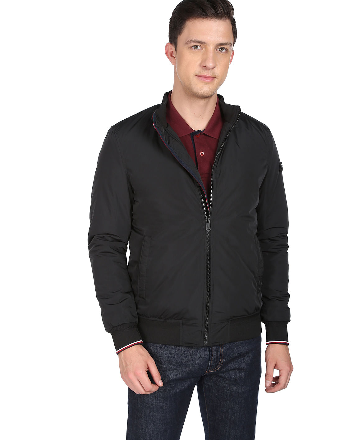 Buy Arrow Sports Stand Collar Solid Jacket - NNNOW.com