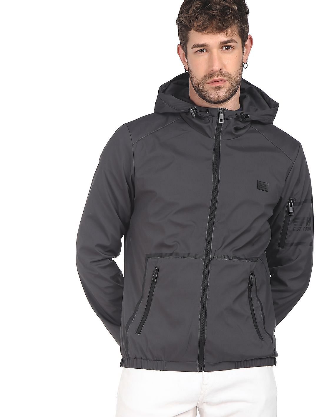 Buy Flying Machine Solid Hooded Jacket - NNNOW.com