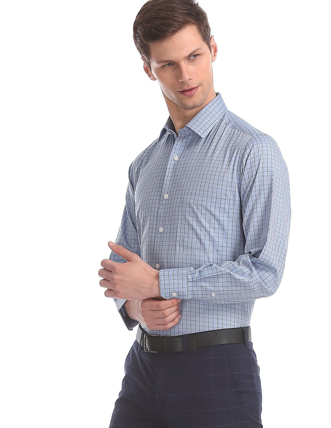 Buy Men Blue Regular Fit Cotton Shirt online at NNNOW.com