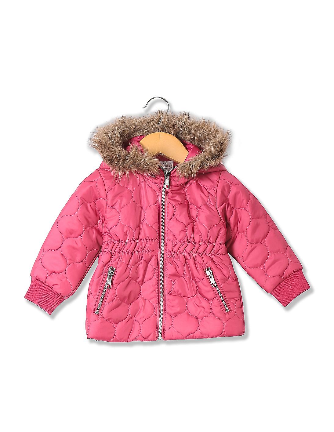 girls faux fur hooded jacket