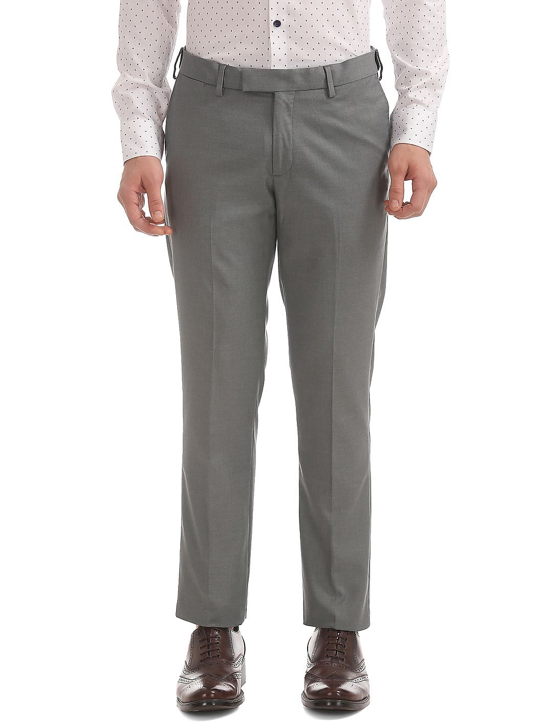Buy USPA Tailored Men Flat Front Slim Fit Trousers - NNNOW.com