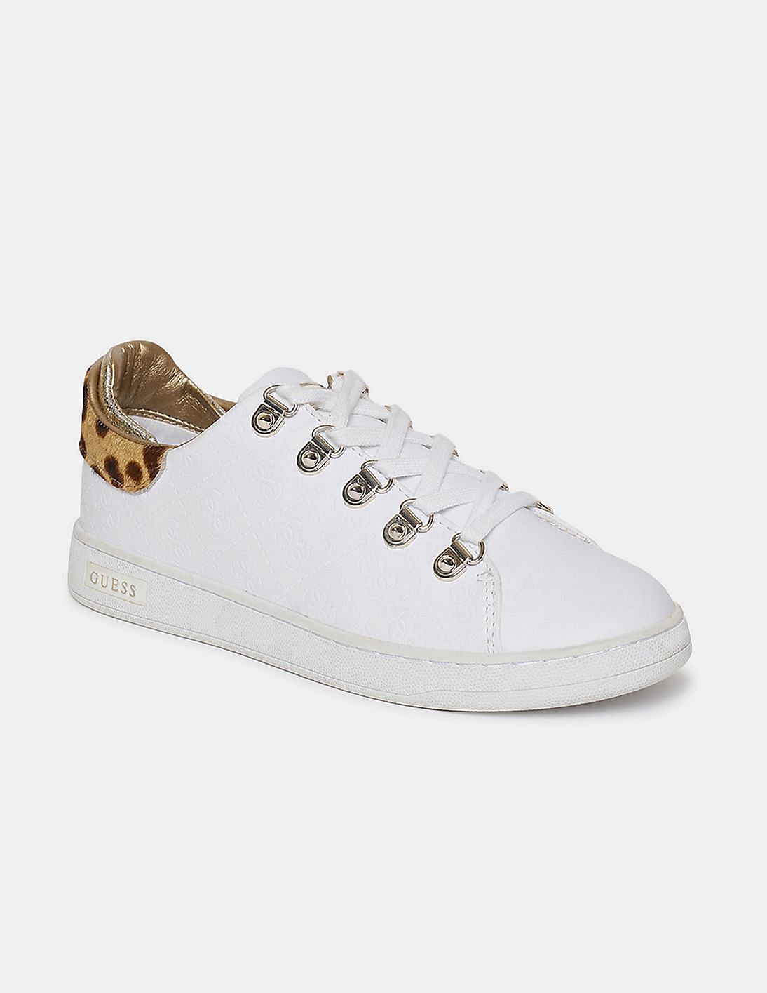 Buy GUESS Women White Contrast Trim Lace Up Sneakers - NNNOW.com