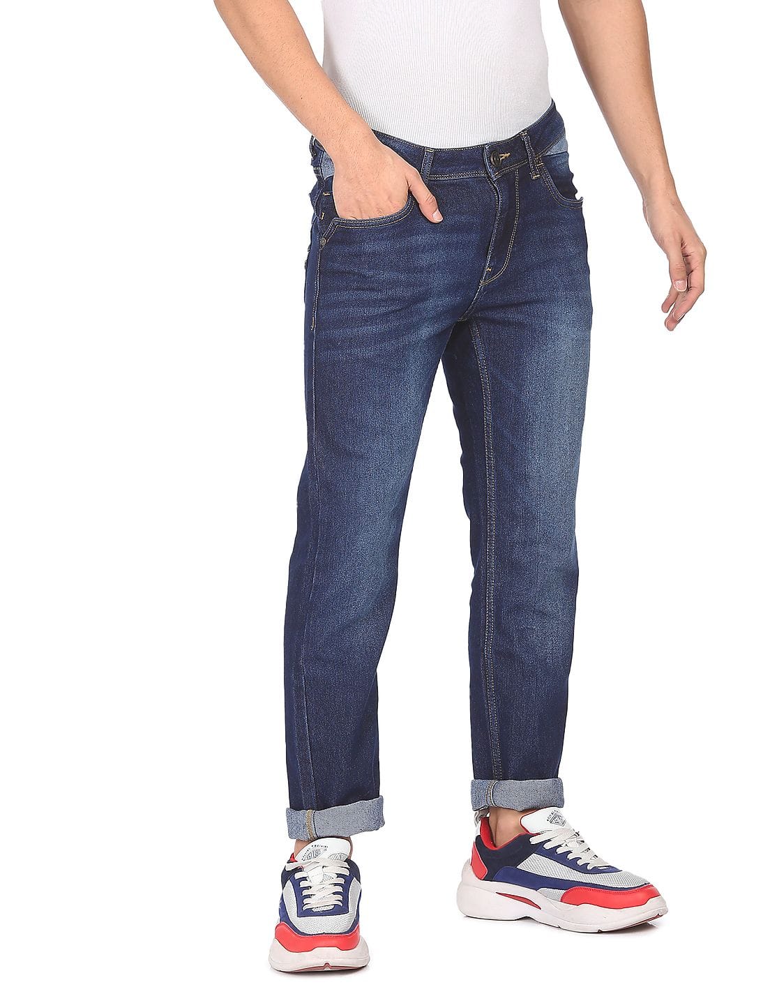 Buy Colt Men Blue Mid Rise Stone Wash 