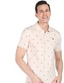 AD by Arvind Geometric Print Cotton Polo Shirt