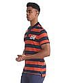 U.S. Polo Assn. Denim Co. Navy And Orange Regular Fit Striped Polo Shirt