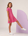 U.S. Polo Assn. Kids Girls Solid Fit And Flare Polo Dress
