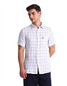 U.S. Polo Assn. Windowpane Check Tailored Fit Linen Shirt