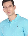 AD by Arvind Geometric Print Cotton Polo Shirt