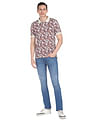 AD by Arvind Modern Floral Print Polo Shirt