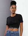 Calvin Klein Elasticised Branded Waist Cropped T-Shirt