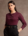 U.S. Polo Assn. Women Drop Shoulder Satin Flock T-Shirt