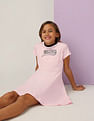 U.S. Polo Assn. Kids Girls Brand Printed Fit And Flare Dress