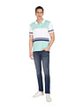 AD by Arvind Cotton Horizontal Stripe Polo Shirt