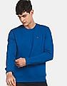 Arrow Sports Men Royal Ribbed Crew Neck Solid Sweatshirt