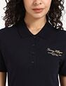 Tommy Hilfiger Womens Blue Solid Polo Shirt
