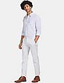 USPA Tailored Men Light Blue Spread Collar Check Formal Shirt