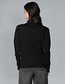Flying Machine Women Stand Neck Contrast Stripe Sweatshirt