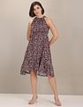 U.S. Polo Assn. Women Halter Neck Solid Fit And Flare Dress