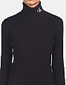 Calvin Klein Women Black Striped High Neck Sweater