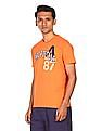 Aeropostale Men Orange Crew Neck Appliqued Logo T-Shirt