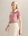 U.S. Polo Assn. Women Contrast Collar Textured Polo Shirt