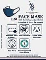 U.S. Polo Assn. Kids Unisex Kids Assorted Reversible Triple Layer Anti Viral Face Masks - Pack Of 3