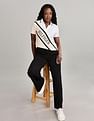 Tommy Hilfiger Womens Beige Colour Blocked Polo Shirt